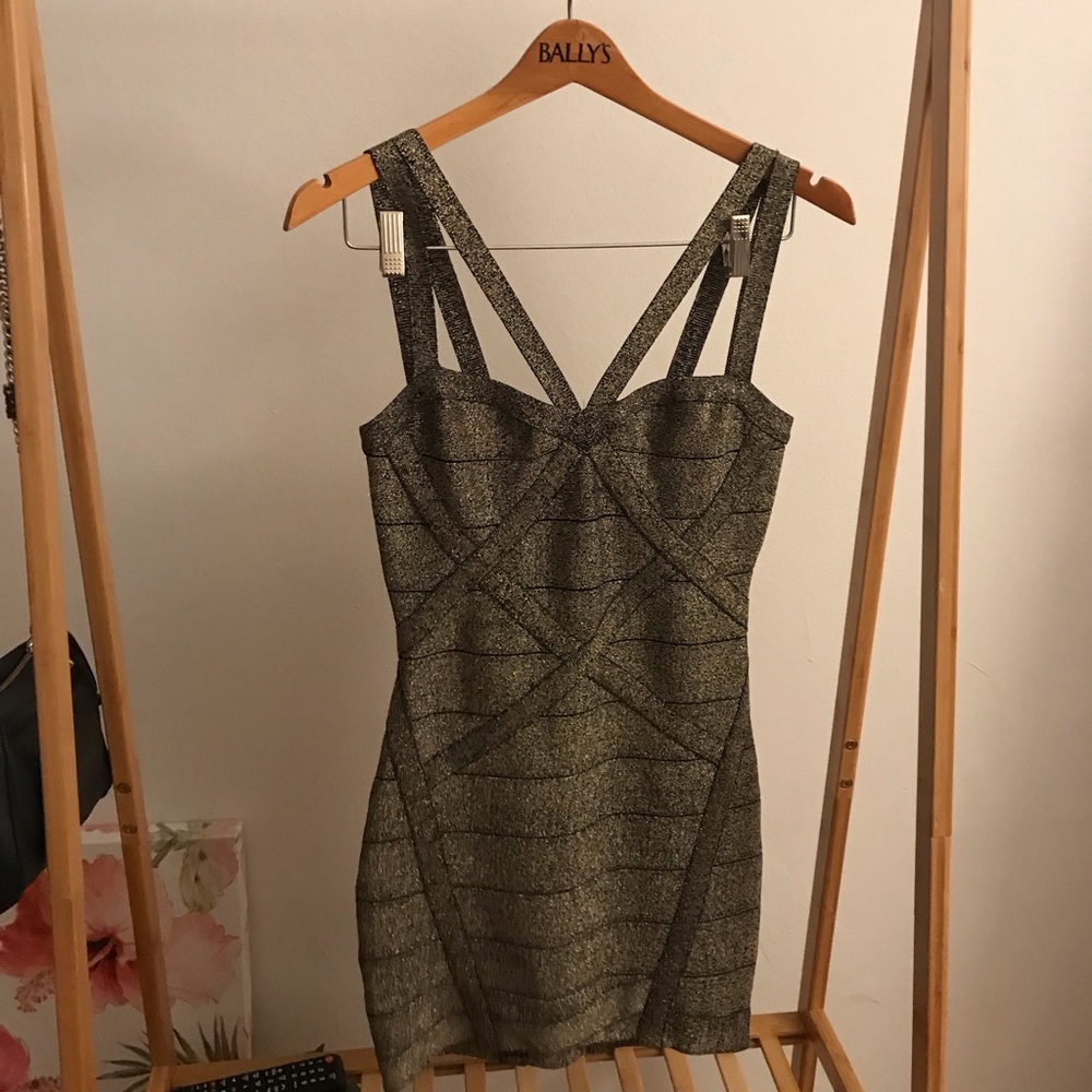 Bebe Gold Party Dress